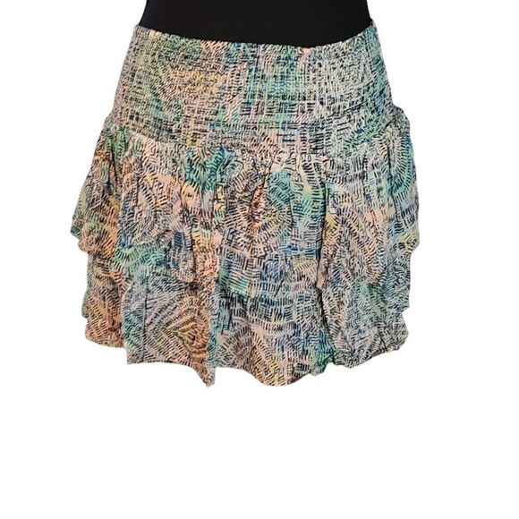 Aeropostale Pastel Smocked Ruffle Mini Skirt Small - Picture 2 of 5